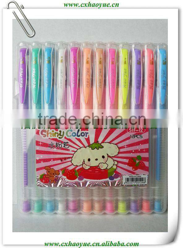 2014 new production chinese supplier 12 colors pastel gel pen