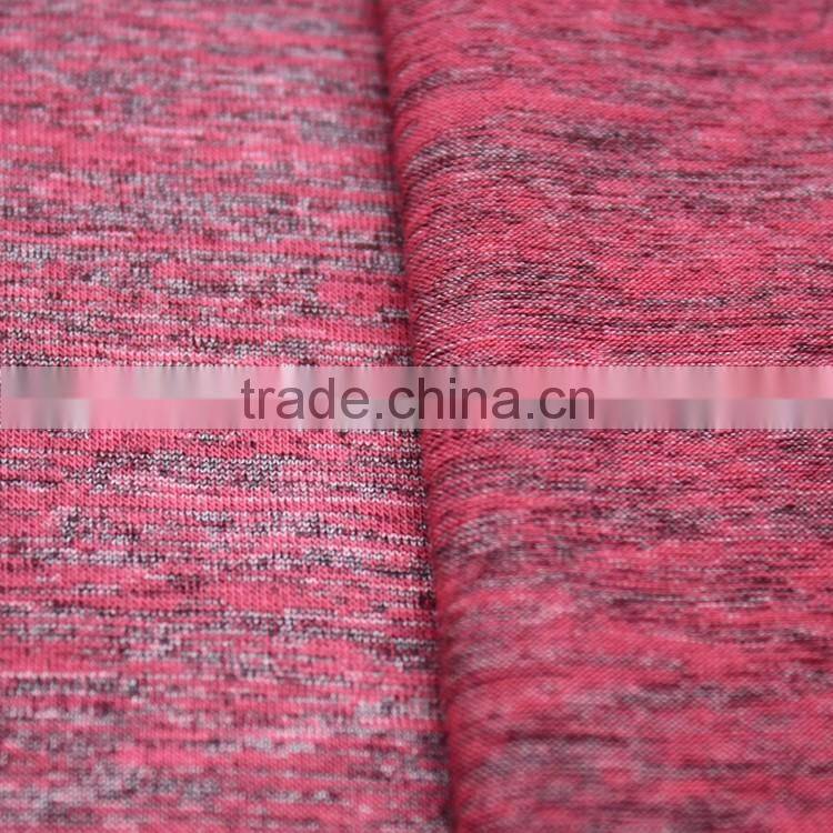 Grey melange polyester viscose spandex jersey fabric for sweart shirt