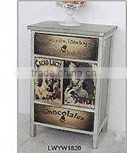 Side Storage Antique Wood Carved Cabinet