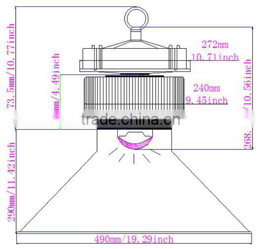 Aluminum Die Casting Housing High Power Indusrtail IP54 Waterproof 200W LED High Bay LED Light