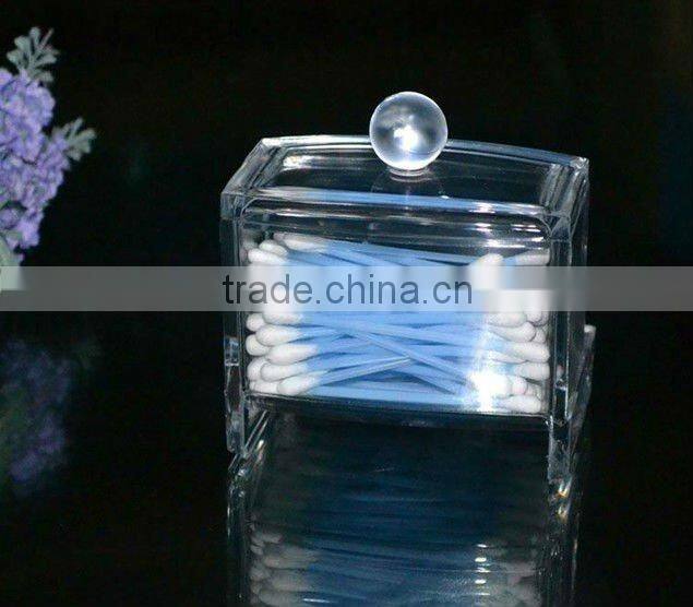 Crystal Clear Acrylic Cotton Swab Storage Box with lid