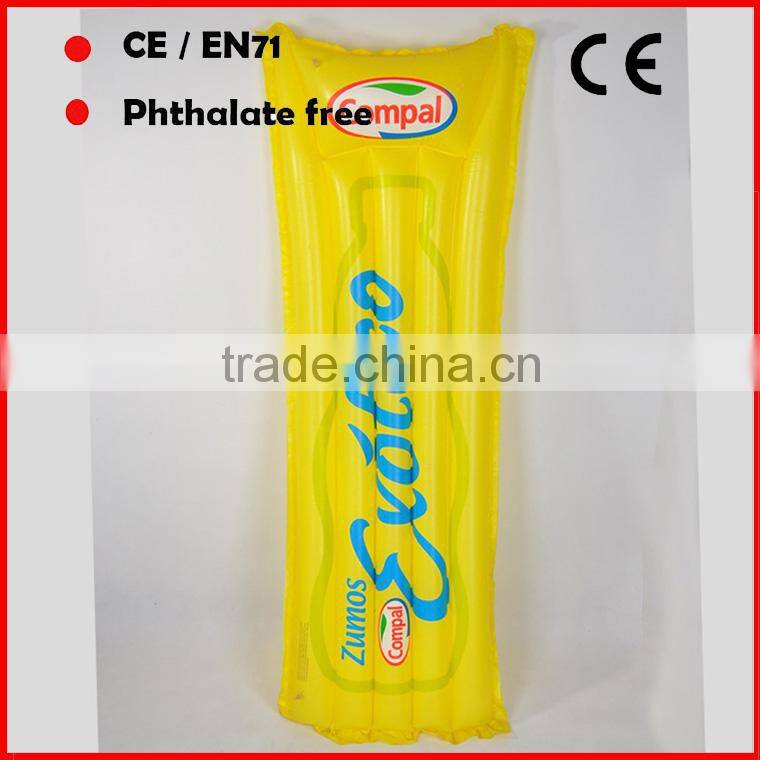 Hot sale yellow pvc air mattress with pump/square air mattress/air filled mattress for promotional