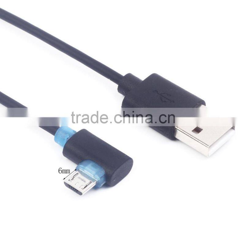90 degree angled micro usb angle cable USB 2.0 to micro usb male to A type male data cable for samsung galaxy/tablet cell phone