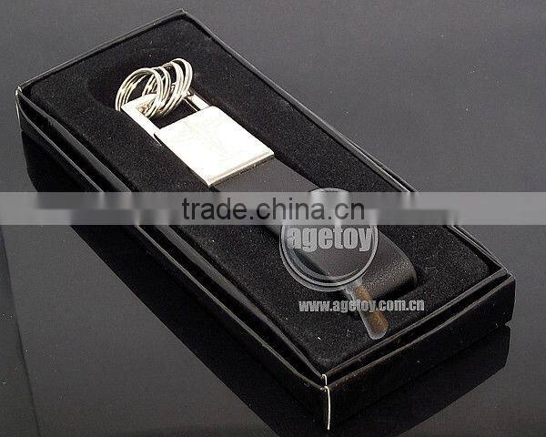 Metal Keychain with Leather Strap