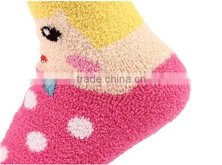 custom colourful lovely dot women fuzzy terry warm thick cartoon fluffy sport socks