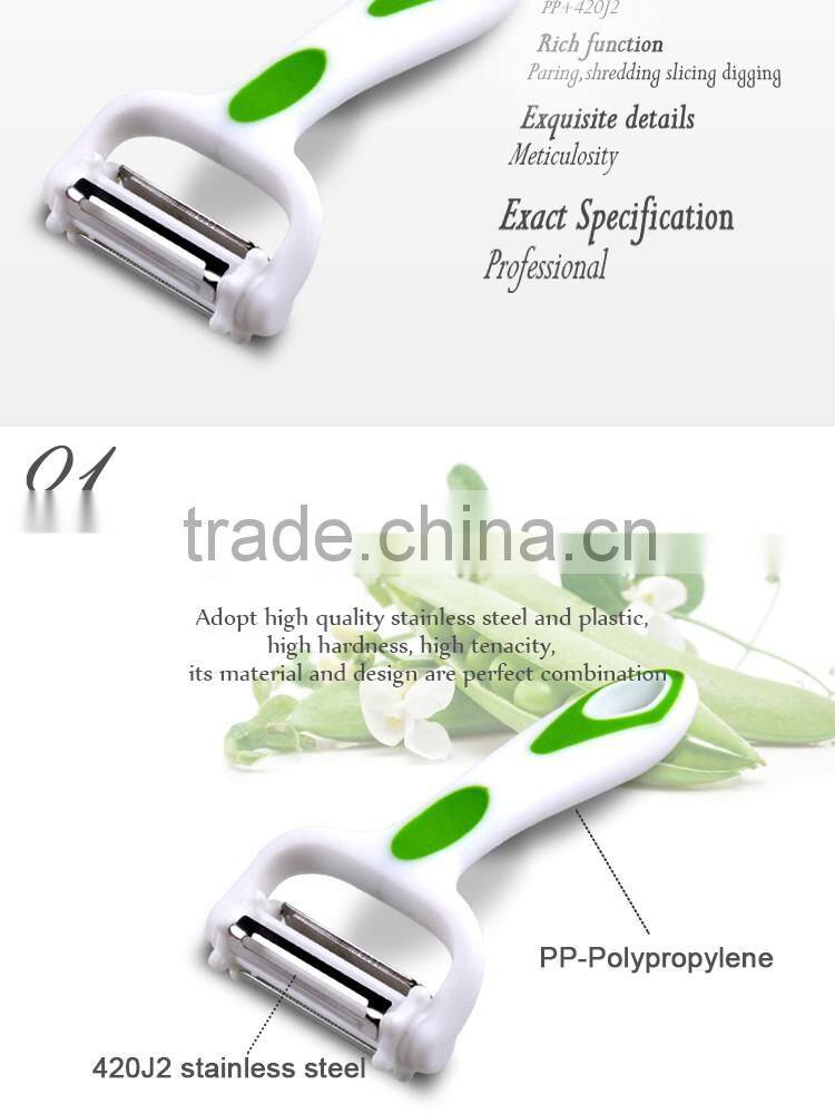 2016 as seen on TV kitchen gadgets 3 in 1 blades rotary manual multifunctional potato vegetable slicer peeler