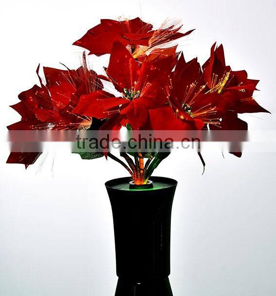 2016 New Design LED fiber optic Red Christmas/Festive star flower Decoration light