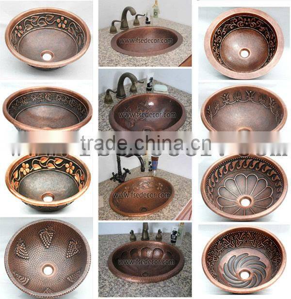 Single bowl Bathroom art Copper basin FSE-CS-101B