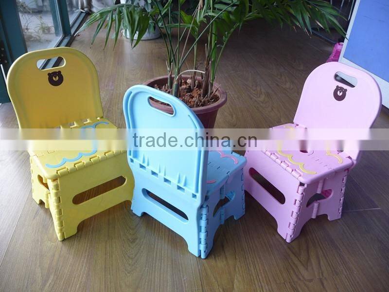 2016 New design plastic kids plastic folding stool with backrest