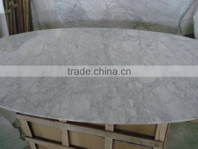 modern fiberglass base and white marble top oval tulip table