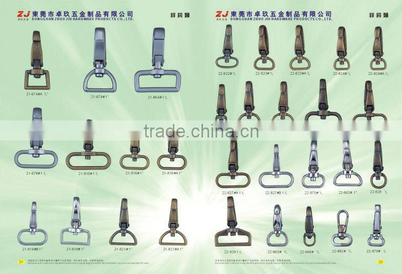 Wholesale metal silver different size bag snap hook bag belt hook