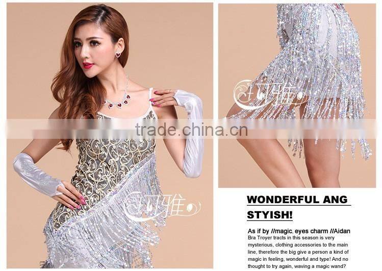 2016 High quality sexy shining tassel adult latin dance dress for women latin dance costumes on sale