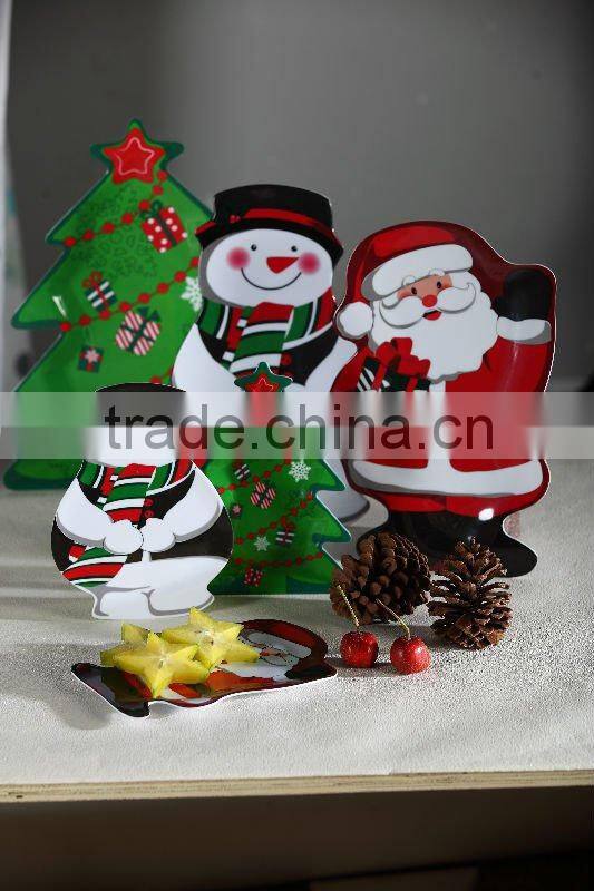 Xmas festival melamine colored plastic tray
