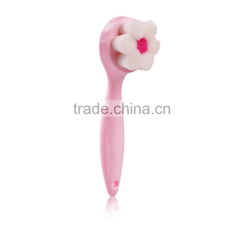 New pink Portable synthetic hair pulm blossom facial cleaning brush