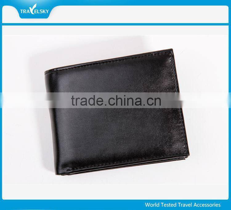 New design four fold durable young man leather RFID wallet