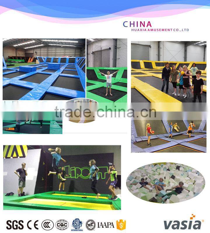 TUV kids sky zone rectangule jumping trampoline park with basketball hoop for sale