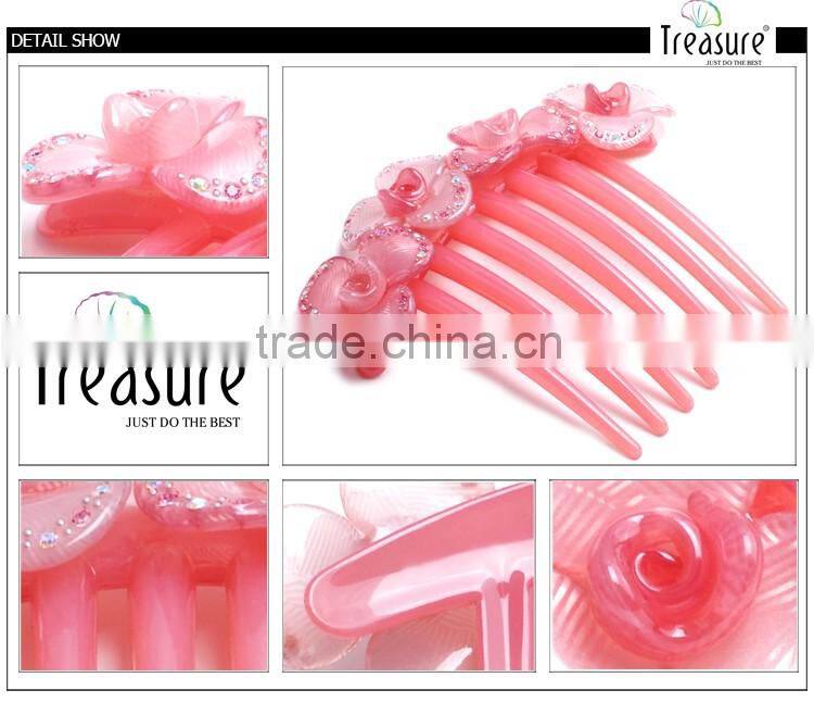 2015 latest new fashion girls flower hair combs fashion hair accessories wholesale china