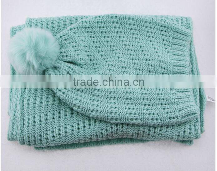 Sunny Shine winter cheap pom knitted beanie hat and scarf for knitted with beard
