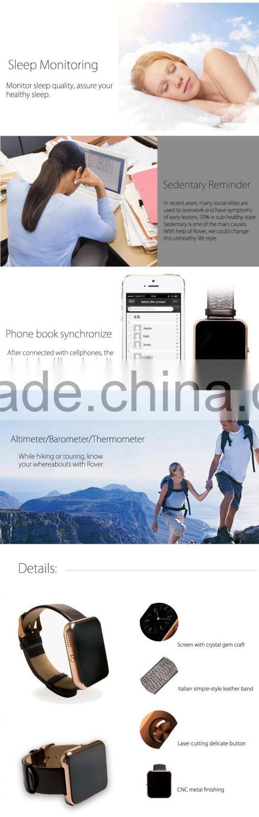 2015 New Wrist Watch Waterproof Support both Android&iOS Smart Watch