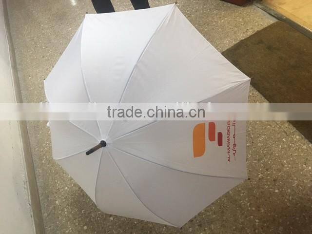white umbrella 23 INCH 8 RIB auto open promotion white umbrella Quality Wooden white color Umbrella with Wood Shaft Wood Handle
