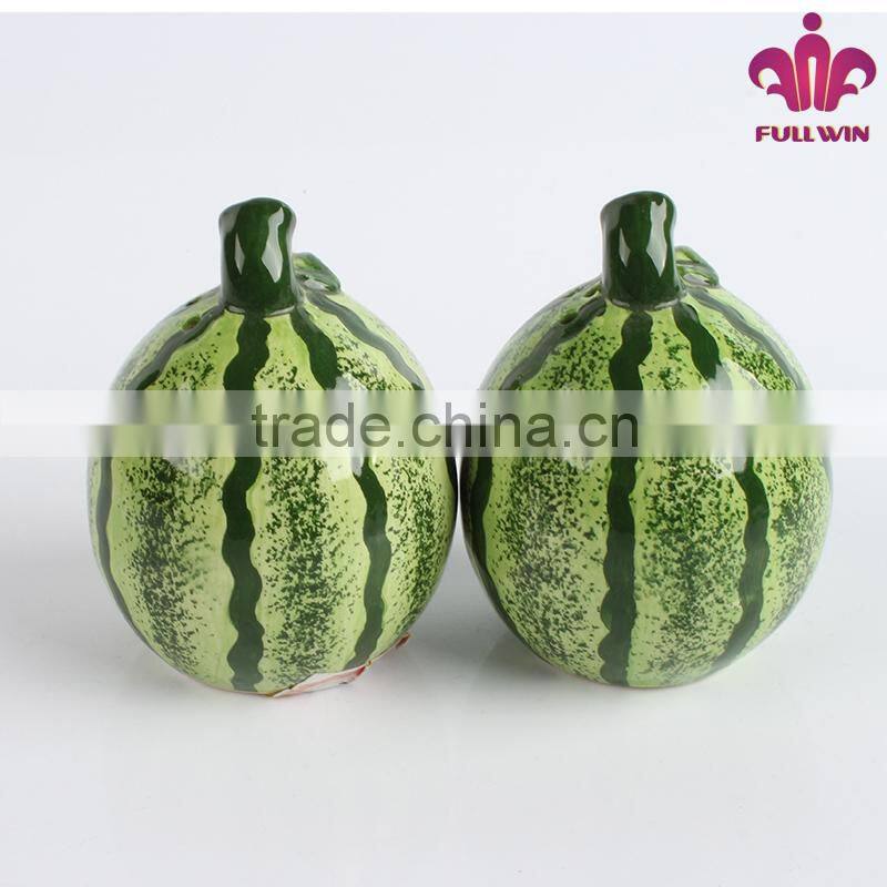 Watermelon design ceramic salt and pepper shaker wholesale with full handpainted
