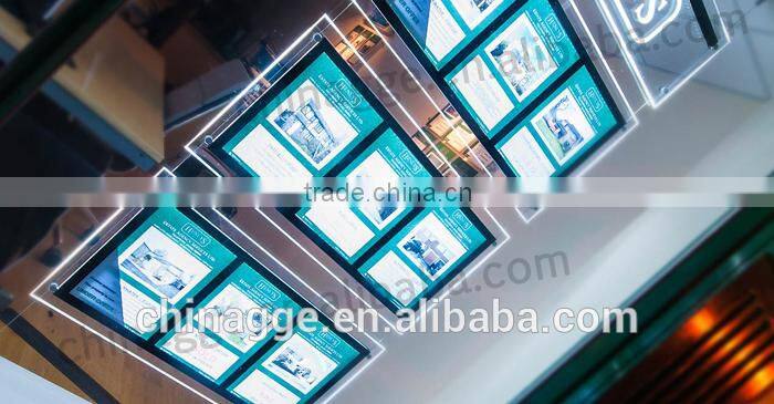 Acrylic real estate agent window led display light box for advertising