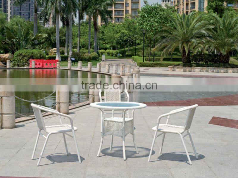 elegant design rattan wicker aluminum frame round glass coffee table YT47