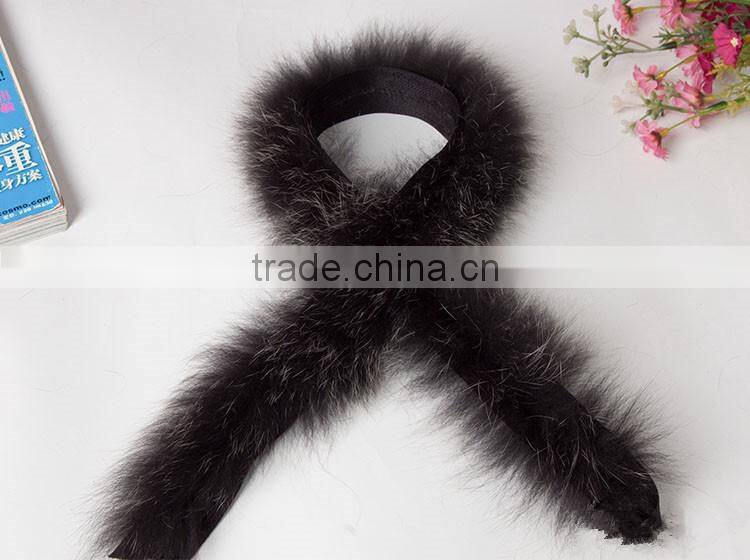 Natural Colored Fox Fur Strips / Blue Fox Trimming For Hoods And Collars