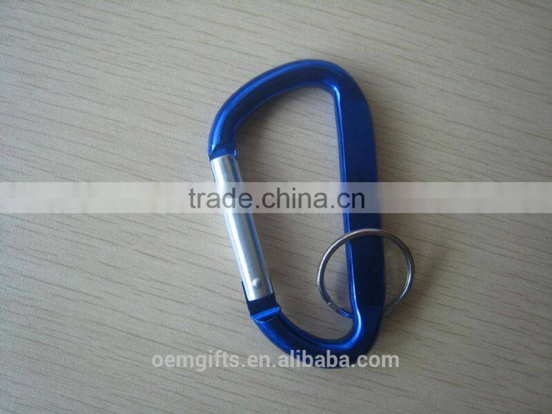 Large D Shaped Aluminum Carabiner With Keyring