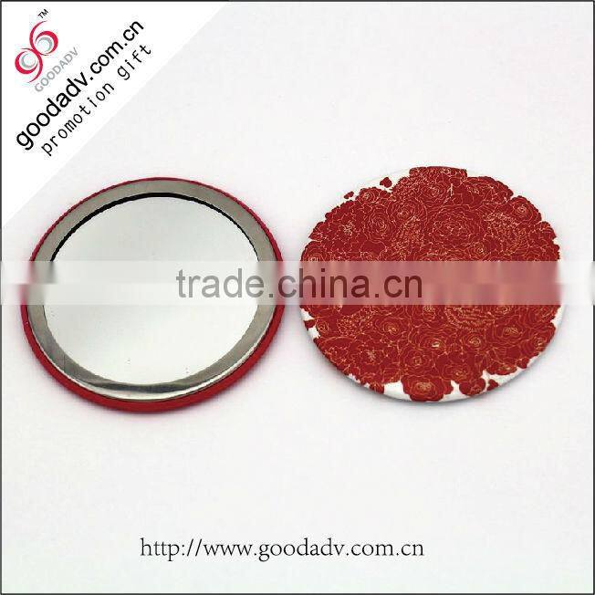 Hot selling handy design round and red mini decorative pocket mirrors for garment decoration