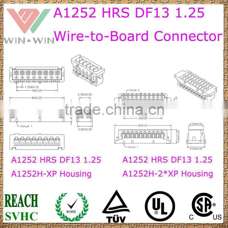 1.25mm pitch A1252 HRS DF13 1.25 Electronic Wire to Board Connector