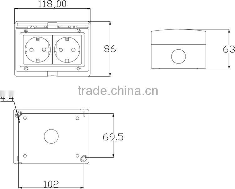 factory price CHENF Two German Socket Mini Waterproof Push Button Switch & Waterproof Push Button Switch(CF-2SR)