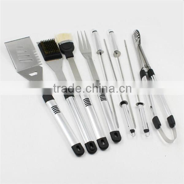 Different types of grill tools with bbq skewer