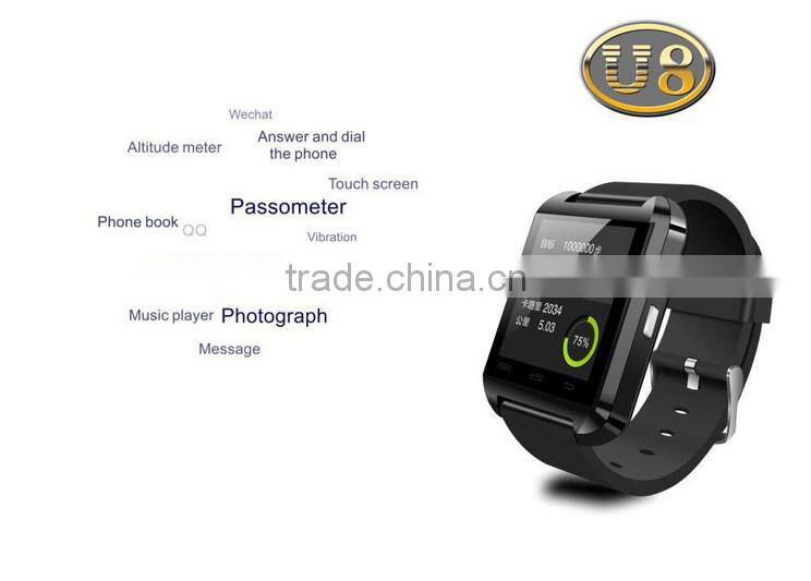 Bluetooth Smartwatch U8 U for iPhone 4/4S/5/5S Samsung S4/S5/Note 2/Note 3 smartwatch latest wrist watch mobile phone