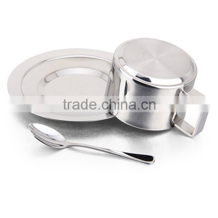 3 pieces of reusable stainless steel coffee cup set