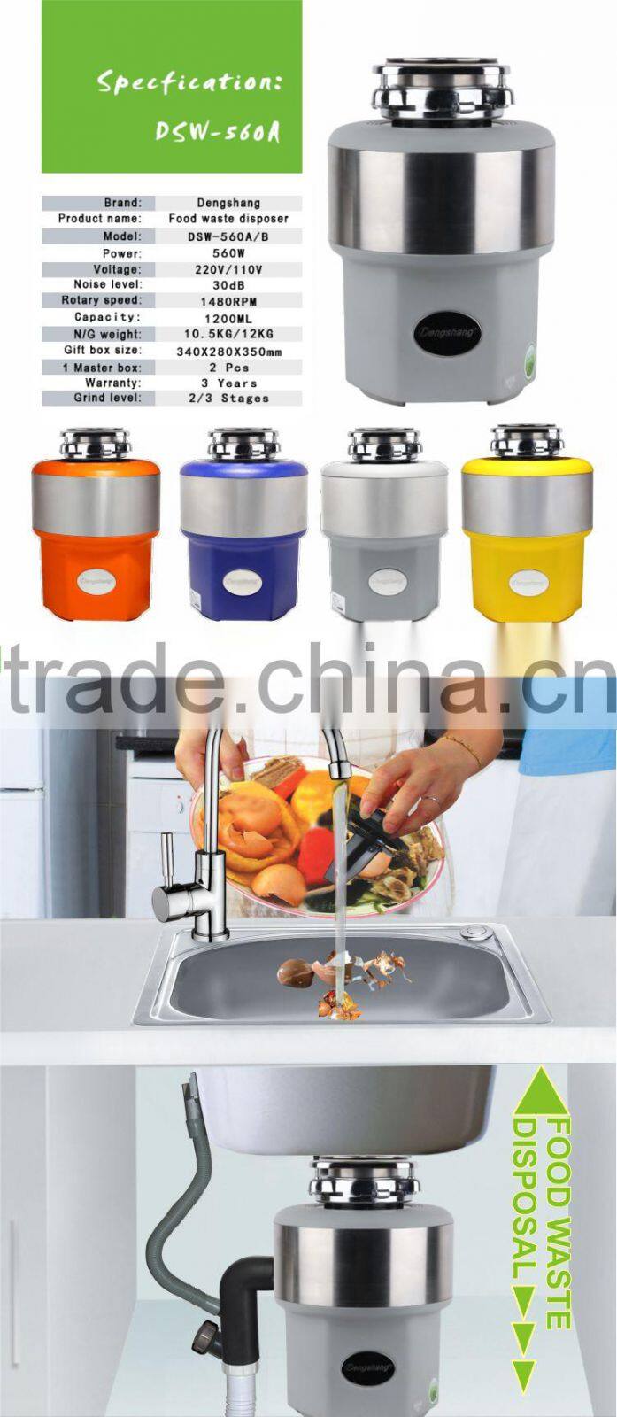 Sink food waste disposer with air swtich control