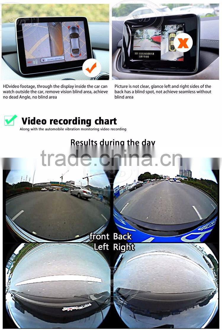 Seamless Splicing with 4 video input 360 degree car camera system parking system
