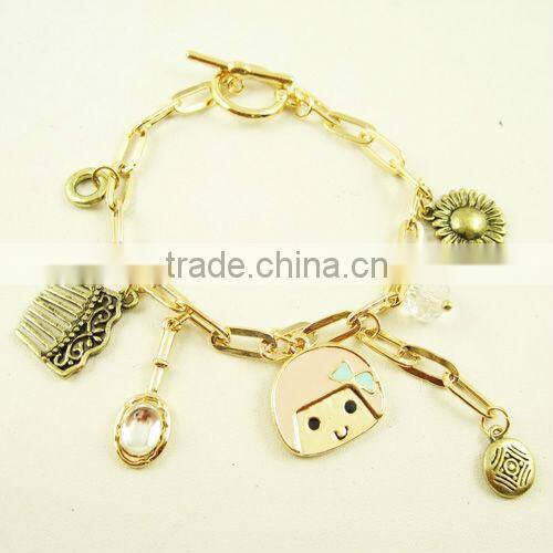 Costume thread stone bead woven bracelet