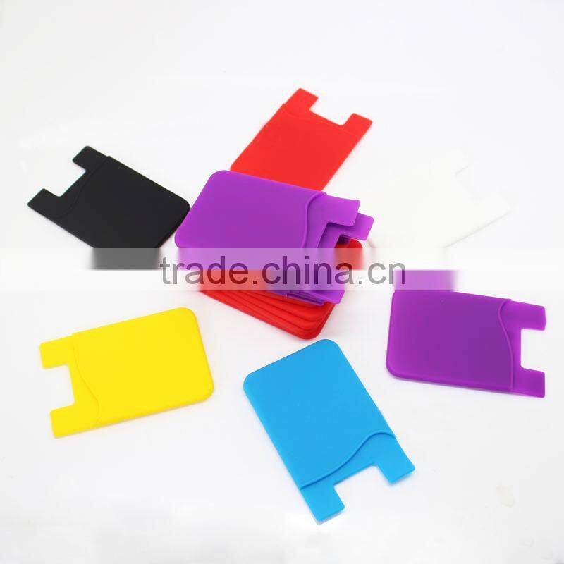 Cute design Self Adhesive 3m sticker silicone smart wallet,silicone card holder ,silicone phone pouch