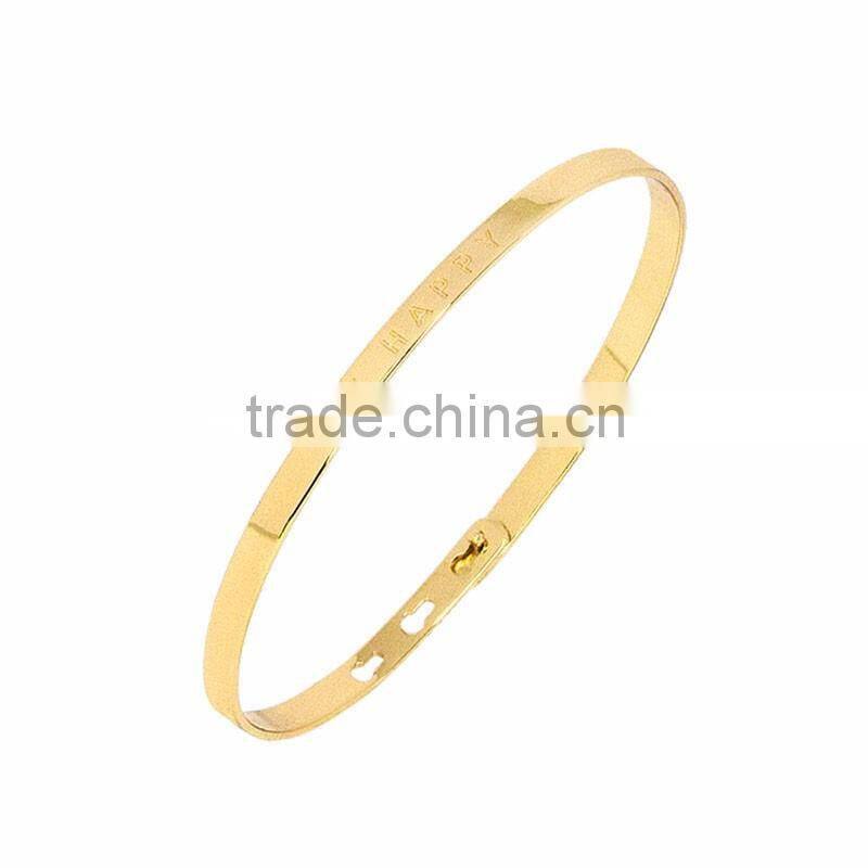 Memories Bangles with Customize Design Word 'BE HAPPY' with 4mm/7mm Width