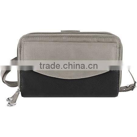 RFID block Double Zip Clutch Wallet