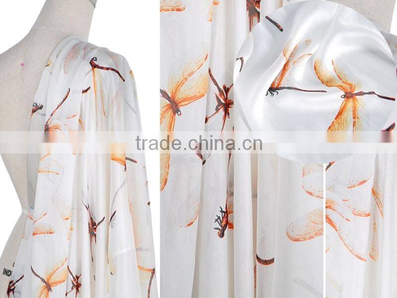 dragonfly printed chiffon silk polyester fabric