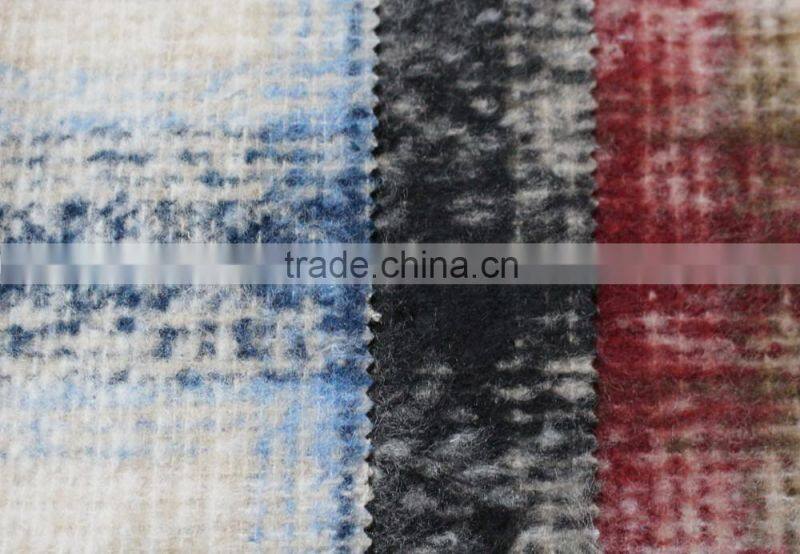 Fall winter thick scotch plaid brushed polyester acryilic blend wool fabric