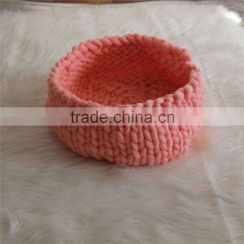 Various Colors Knitted Thick Yarn Basket Baby Photography Bowl Unisex Baby Boy Girl