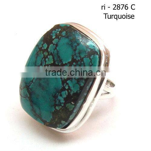 .925 Sterling Silver Tibetan Turquoise Finger Ring
