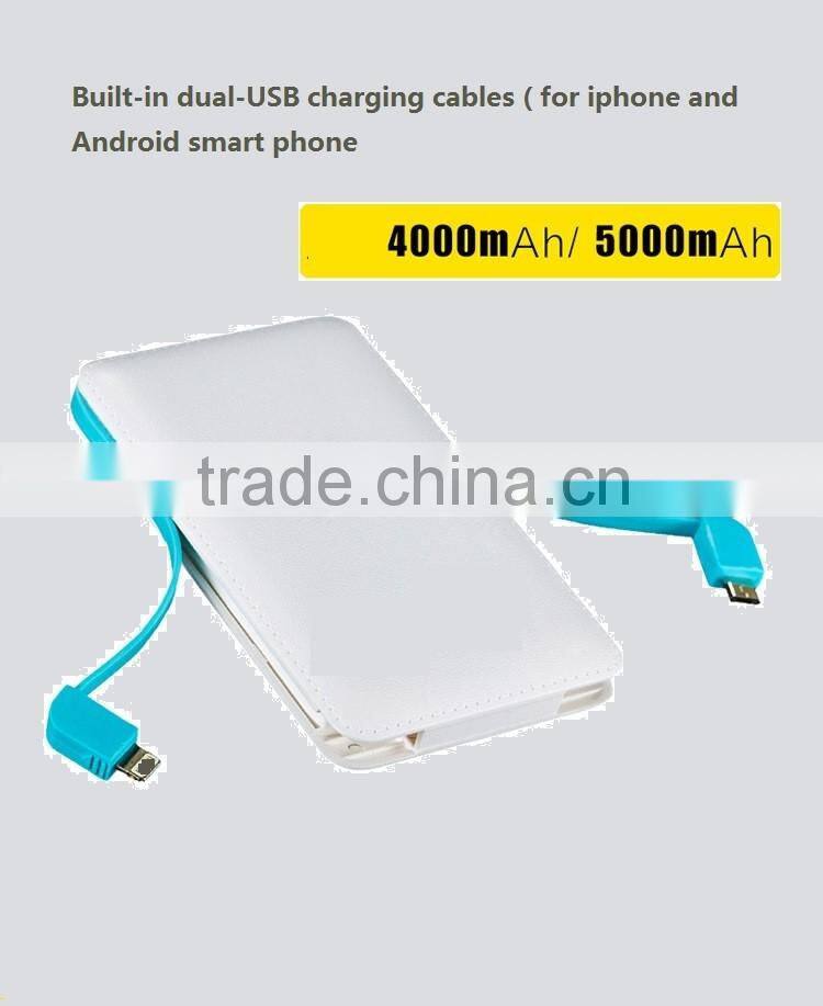 Dual usb charging cables Portable Power Bank External Battery Charger Pack for iPhone and samsung