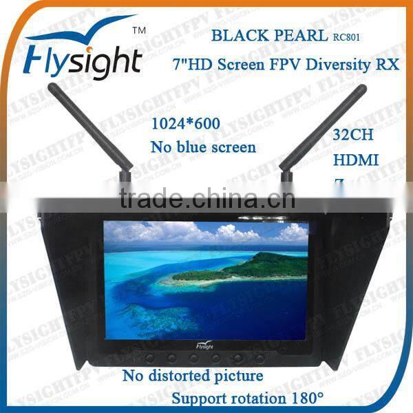C334 Flysight Upgrade 7'' FPV Monitor Black Pearl RC801 with Built-in 5.8g Wireless AV Receiver No Blue Screen for RC Drone UAV