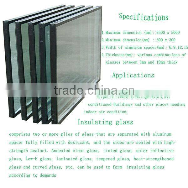 5 + 6A + 5mm hollow glass, thermal insulated glass for aircrafts with thermal insulation