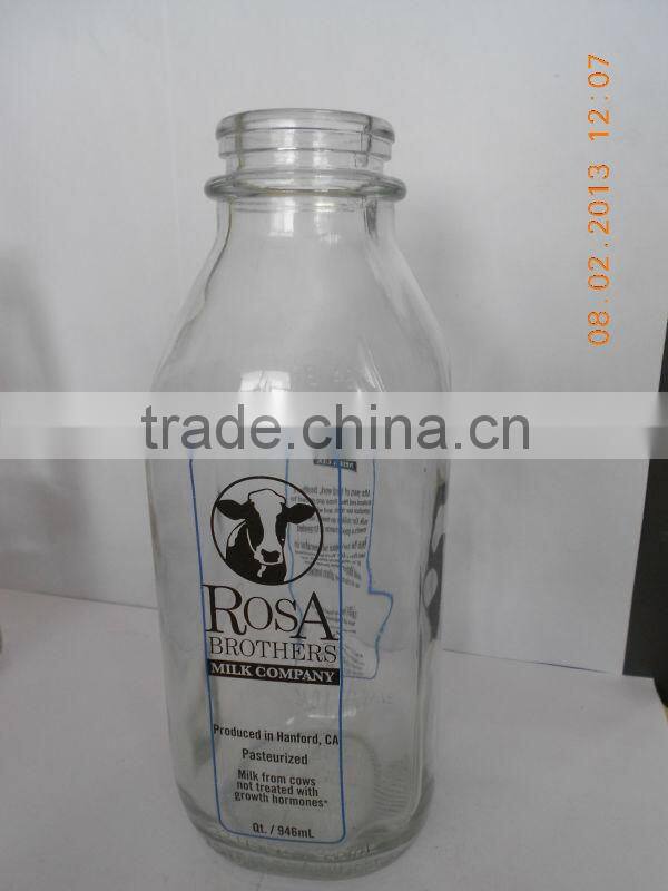 custom made good quality 1L big size milk glass milk bottle milk glass cansiters