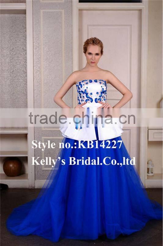 mock two piece dresses Embroidered bodice tull ball gown dresses china alibaba